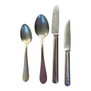 World War 2 United States Military Flatware Spoons and Knives Marked 1940