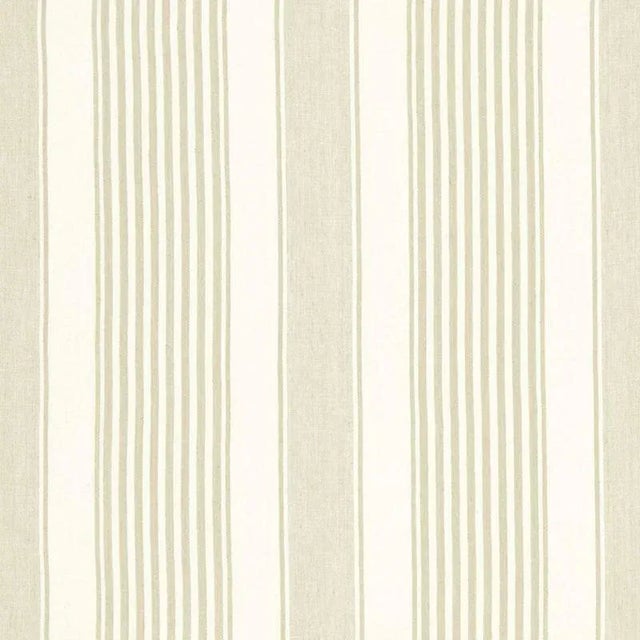 Rustic Schumacher Summerville Linen Stripe Fabric in Dune For Sale - Image 3 of 3