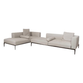 Jaan Living Set Leather Three-Seater and Two-Seater Grey Cream Sofa from Walter Knoll and Wilhelm Knoll, Set of 2 For Sale