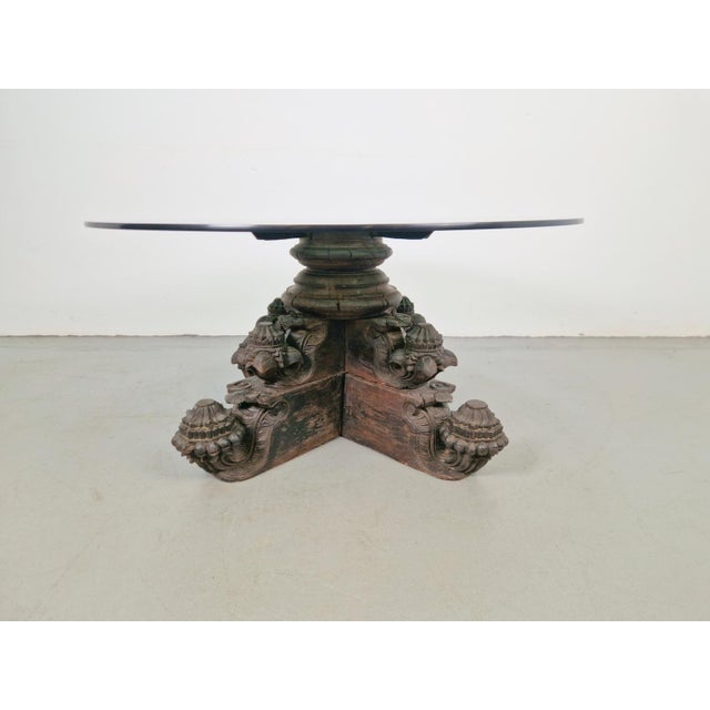 Anglo-Indian Hand-Carved Hardwood and Glass Coffee Table, 1890s For Sale - Image 4 of 18
