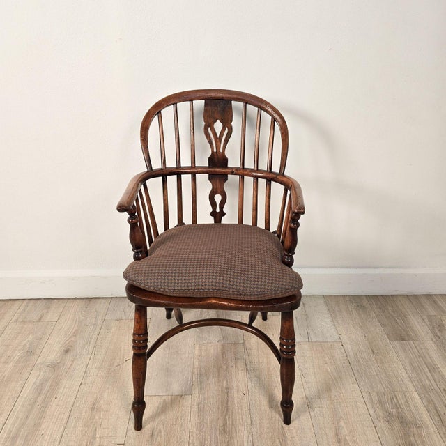 Brown Set of Six Antique English Oak Windsor Armchairs, 19th Century For Sale - Image 8 of 11