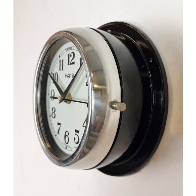 Industrial Vintage Black Hanil Ship Wall Clock, 1980s For Sale - Image 3 of 18