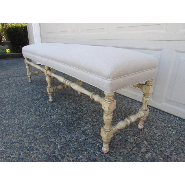 Vintage Painted Turned Wood Bench For Sale In San Francisco - Image 6 of 16