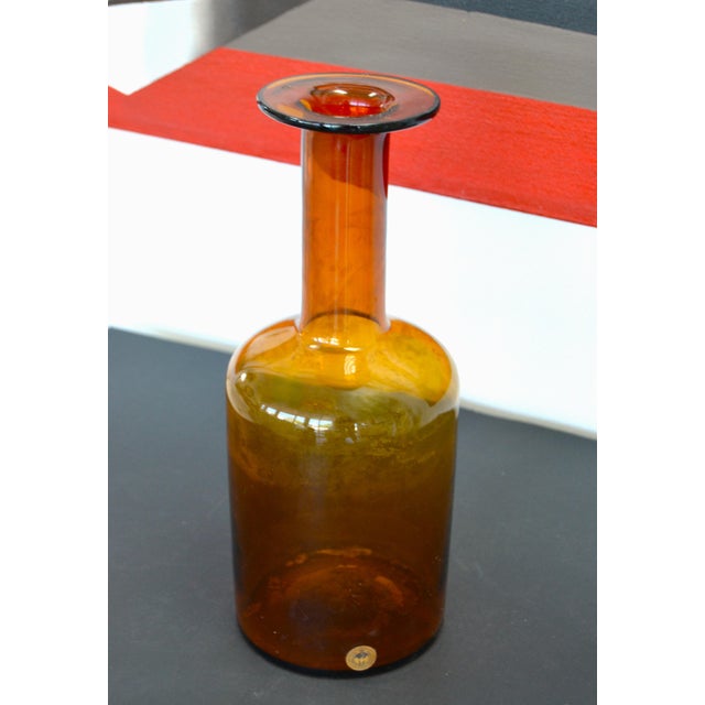 Burnt Orange 1960s Otto Brauer Kastrup Danish Modern Hand Blown Burnt Orange Gulv Vase Art Glass by Holmegaard For Sale - Image 8 of 12