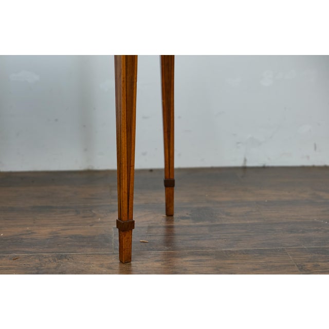 English 19th Century Neoclassical Demi-Lune Game Table with Inlaid Apron For Sale - Image 9 of 12