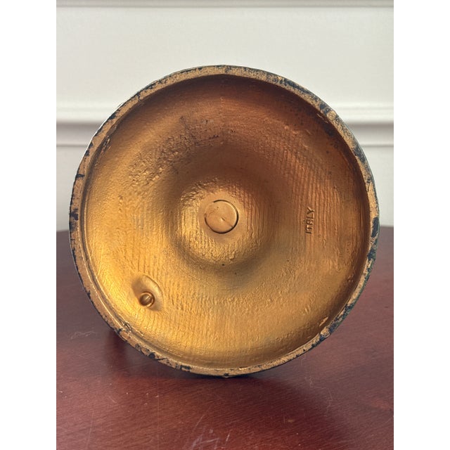 Wood Italian Florentine Style Green and Gold Candle Holders--a Pair For Sale - Image 7 of 13