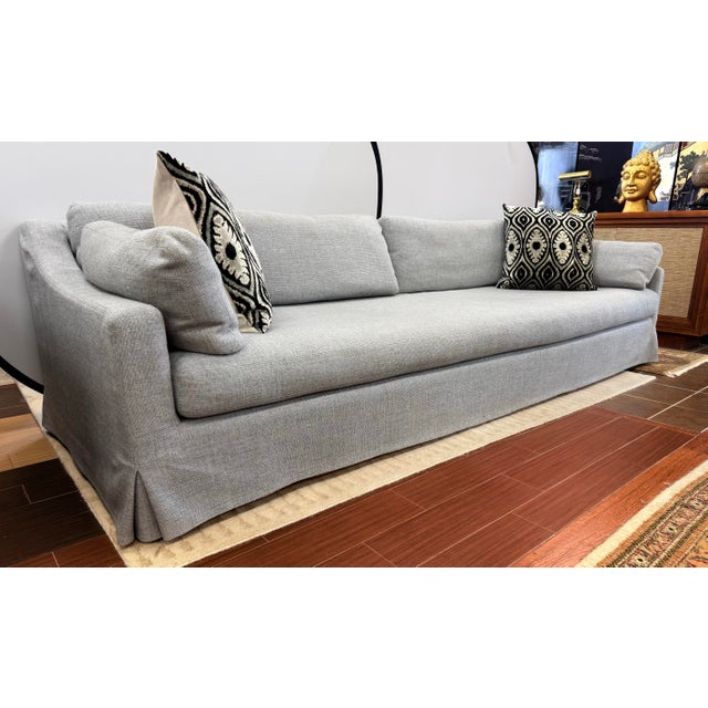 2020s Restoration Hardware Ten Foot Belgian Arm Sofa Custom Italian Melange Slipcover For Sale - Image 5 of 12