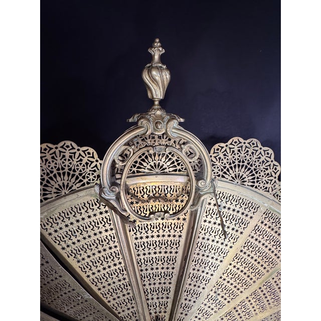 19thC French Louis XVI Gilt Bronze Fire Screen For Sale - Image 4 of 16