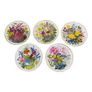 1970s Wedgwood Flowers of the Year Plate Collection- Set of 5