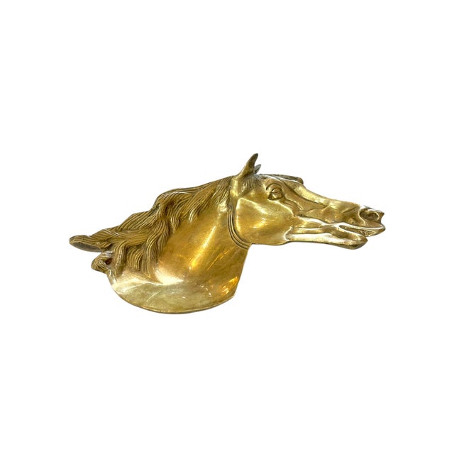 Mid 20th Century Vintage English Brass Horse Head Form Dish Ashtray For Sale - Image 5 of 10
