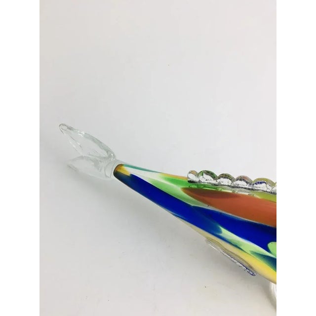 Vintage Bohemia Blue and Yellow Colored Glass Fish Sculpture, Czech Republic from the 1960s For Sale - Image 6 of 9