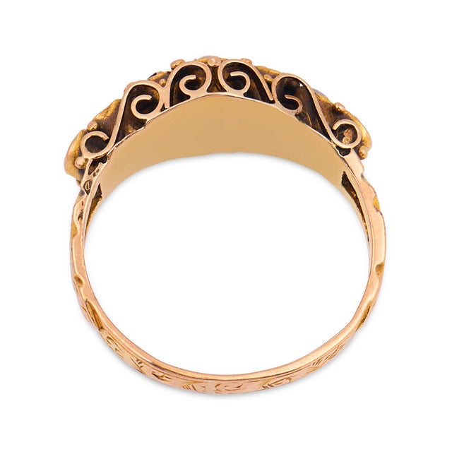 Late 19th Century Victorian British Garnet Seed Pearl 15k Rose Gold Ring, Size 5.75 For Sale In Los Angeles - Image 6 of 6
