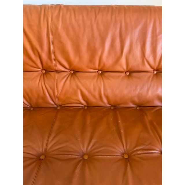 Mid Century Brazilian Sergio Rodriguez Style Cognac Leather Sofa For Sale - Image 9 of 12