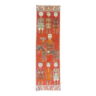 Zabihi Collection Pictorial Human Horse Vintage South Persian Runner For Sale