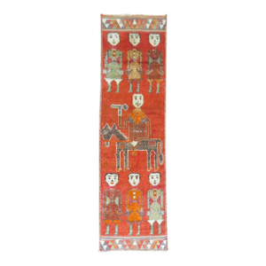 Zabihi Collection Pictorial Human Horse Vintage South Persian Runner
