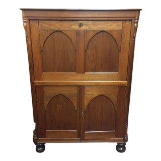 Antique Gothic Desk, Slant Front Desk, Secretary Desk Gothic Style For Sale
