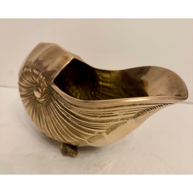 1960s Rosenthal Netter Brass Seashell Nautilus Planter or Cachepot For Sale - Image 5 of 12