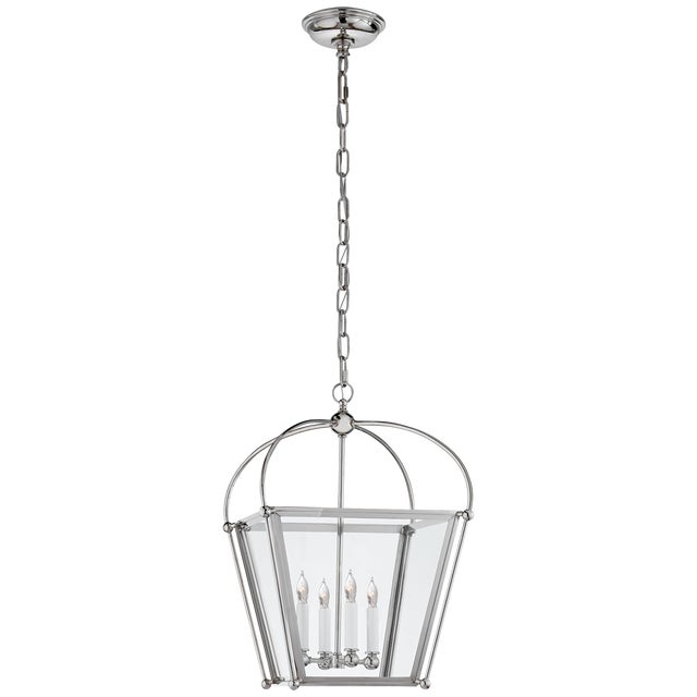 Riverside Small Square Lantern in Polished Nickel with Clear Glass Designer: Chapman & Myers Canopy: 5.5" Round Mounting:...