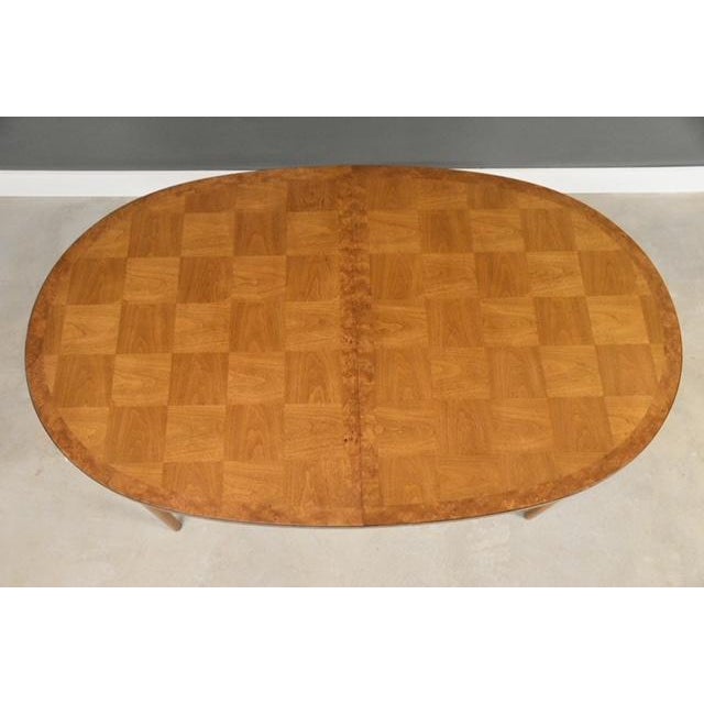 1960s 1960s Parque 68”-104” Walnut and Burl Oval Dining Table For Sale - Image 5 of 10