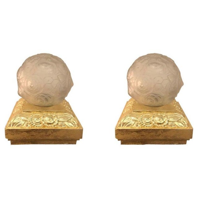 French Art Deco Floral Table Lamps Signed by Sabino - a Pair For Sale - Image 13 of 13