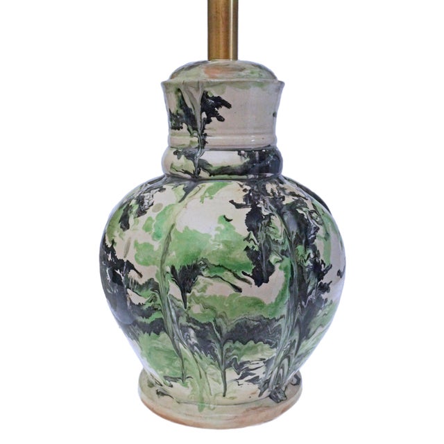 Mid-Century Modern Vintage Italian Marbleized Terracotta Table Lamp Signed For Sale - Image 4 of 11