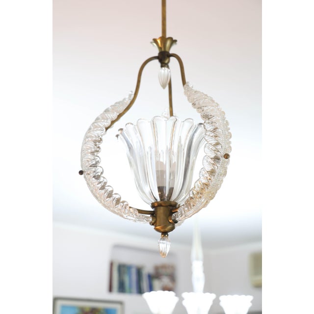 1950s Ercole Barovier, Art Decò Vintage Pendant Murano Glass and Brass For Sale - Image 15 of 15