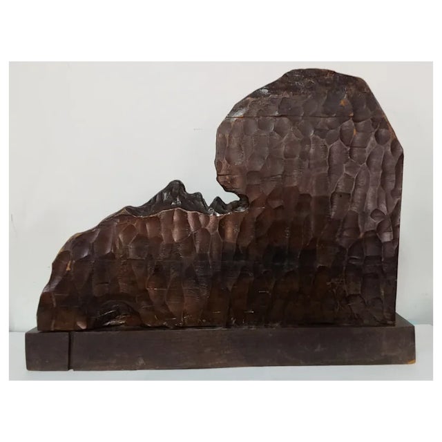 Vintage French Sculpture of Lovers, Signed, Hand Carved Wood For Sale - Image 6 of 6