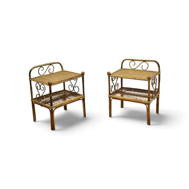 Vintage Rattan and Vienna Straw Bedside Tables, 1960s, Set of 2 For Sale - Image 10 of 10