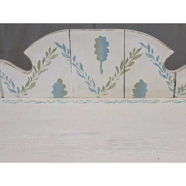 Antique Rustic Pine Two Door Sideboard Cabinet With Handpainted Lattice and Leaf Motif For Sale In Denver - Image 6 of 18