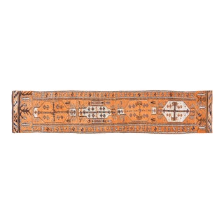 1960s Vintage Anatolian Oushak Handmade Hand Knotted Runner Rug With Natural Colors,2'8"x13'7" For Sale