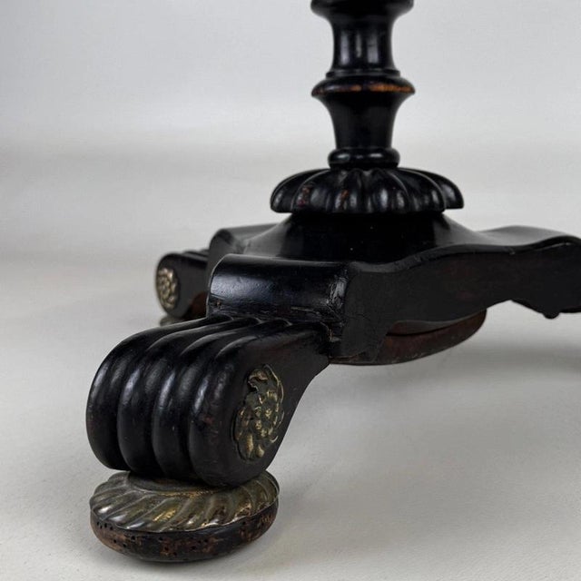 2000 - 2009 19th Century French Ebonised Side Table with Brass Detailing For Sale - Image 5 of 6