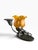 Early 21st Century Vintage Art Nouveau Style Bronze Figural Table Lamp With Amber Ruffled Glass Flower Shade For Sale - Image 5 of 8