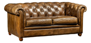 Vintage Chesterfield Tufted Leather Sofa With Cushions in Brown