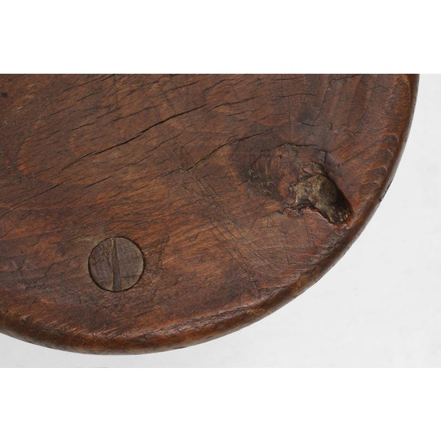 Hand-Carved Wood Tripod Stool, France, 1900s For Sale - Image 10 of 11