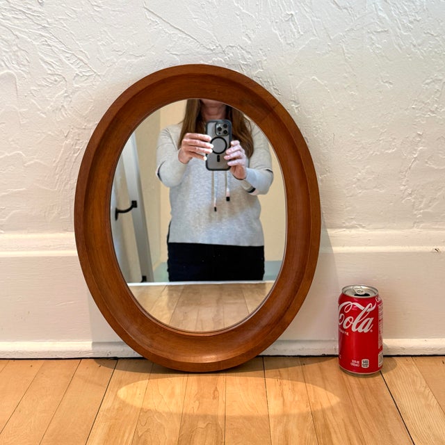 1970’s Tell City Wood Framed Oval Mirror For Sale - Image 12 of 12