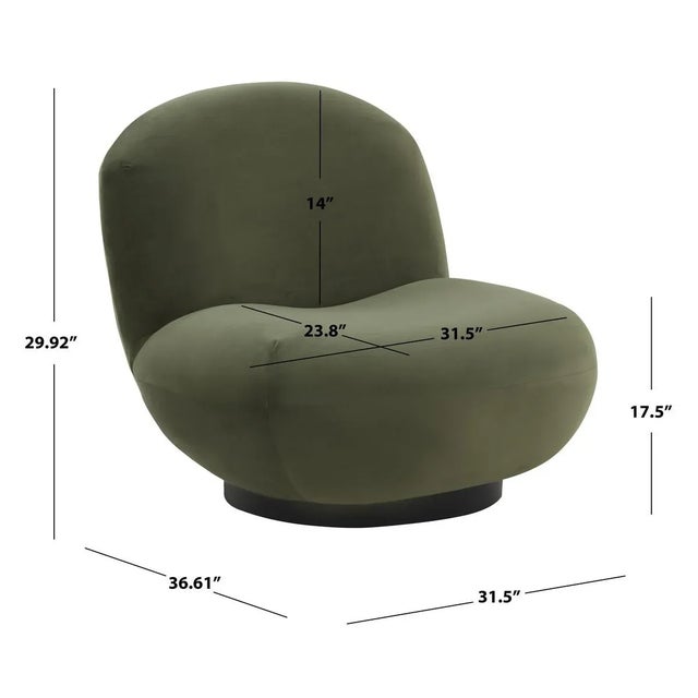 Stevie Velvet Accent Chair - Olive Green/Black For Sale In Philadelphia - Image 6 of 7