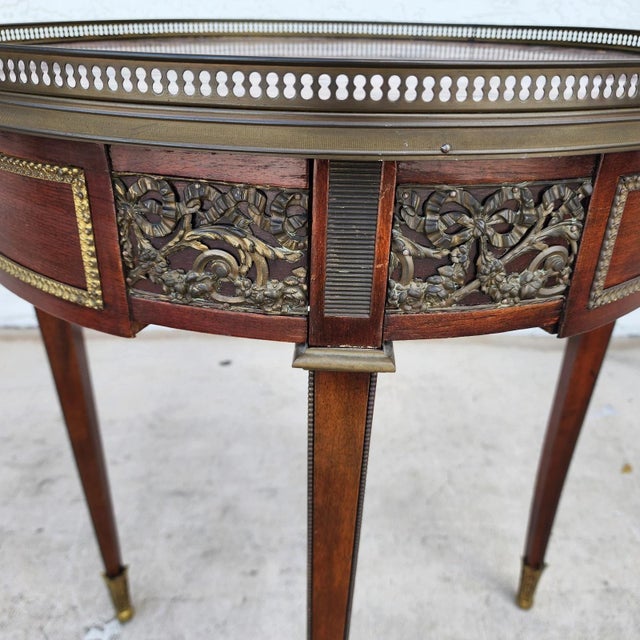 French Louis XVI Bouillotte Table With Rouge Marble Top For Sale - Image 16 of 17