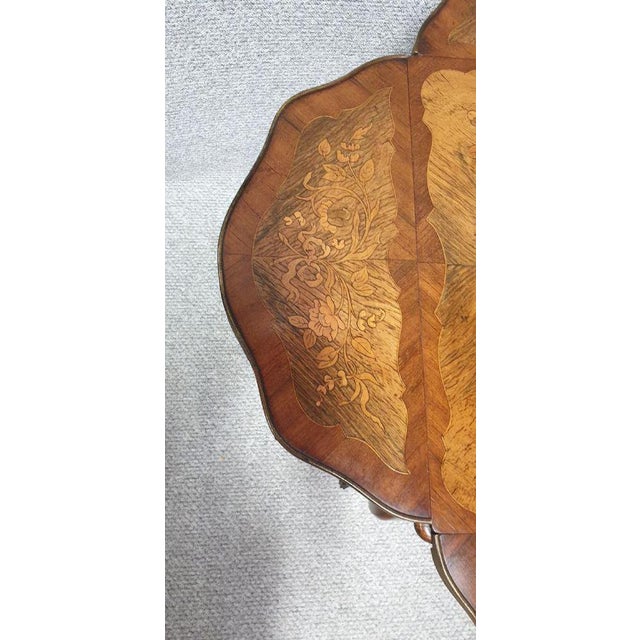 English Marquetry Drop Flap Table c.1880 For Sale - Image 3 of 10
