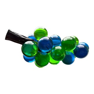 Oversized Vintage Multicolor Lucite Grape Cluster Sculpture | Blue, Green & Teal For Sale
