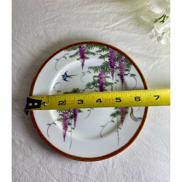Ceramic Early 20th Century Late Meiji Japanese Hand-Painted Wisteria & Swallow Gilt Cabinet Plate For Sale - Image 7 of 8