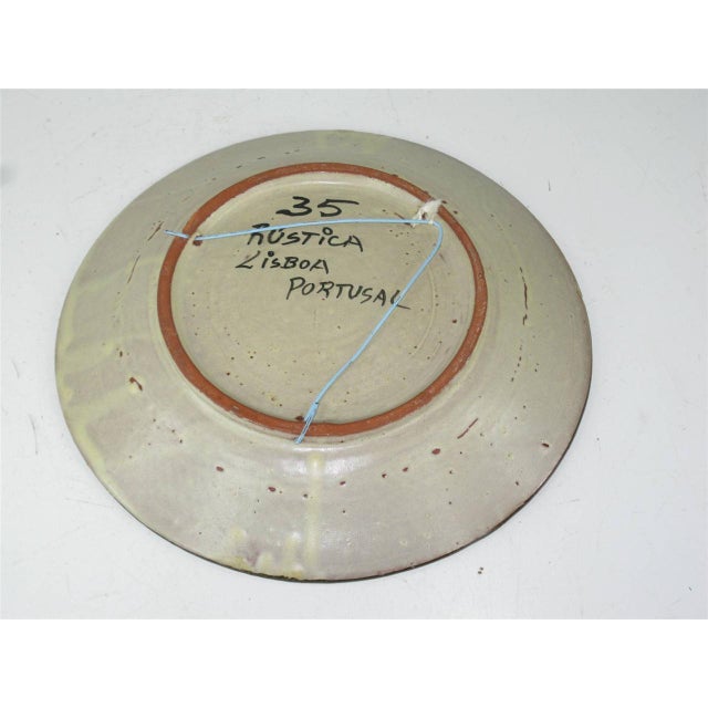 Cream Mid 20th Century Platter 12" Earthenware Hand Painted from Portugal Signed - Rustica Lisboa For Sale - Image 8 of 12