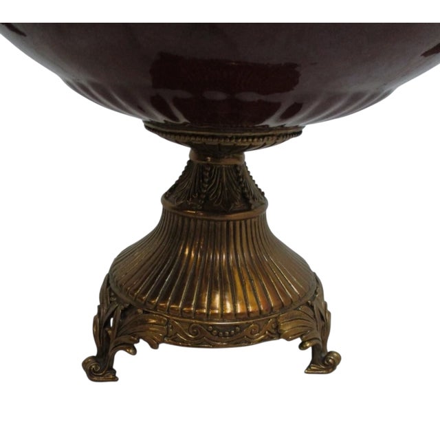 1980s Satsuma House Bronze Ceramic Peacock Fruit Bowl Urn Display Center Piece For Sale - Image 13 of 13