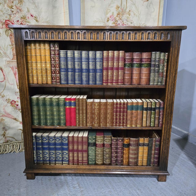 Brown Vintage Adjustable Oak Open Bookcase, 1930 For Sale - Image 8 of 8