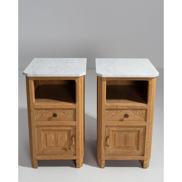 1920s Oak Art Deco Side Table With Marble Top For Sale - Image 9 of 18