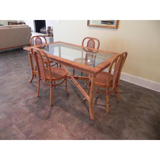 Rattan Dining Table and 6 Chairs Chairish