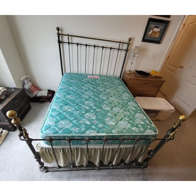 Antique French 1890’s Cast Iron and Brass Full Size Bed Frame For Sale - Image 14 of 14