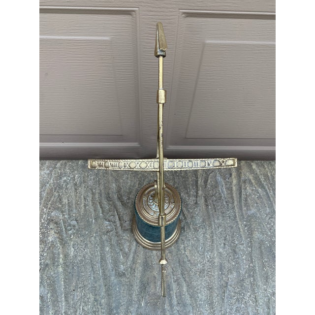 Vintage Neoclassical Brass Armillary Sundial on Green Marble Base For Sale - Image 10 of 10