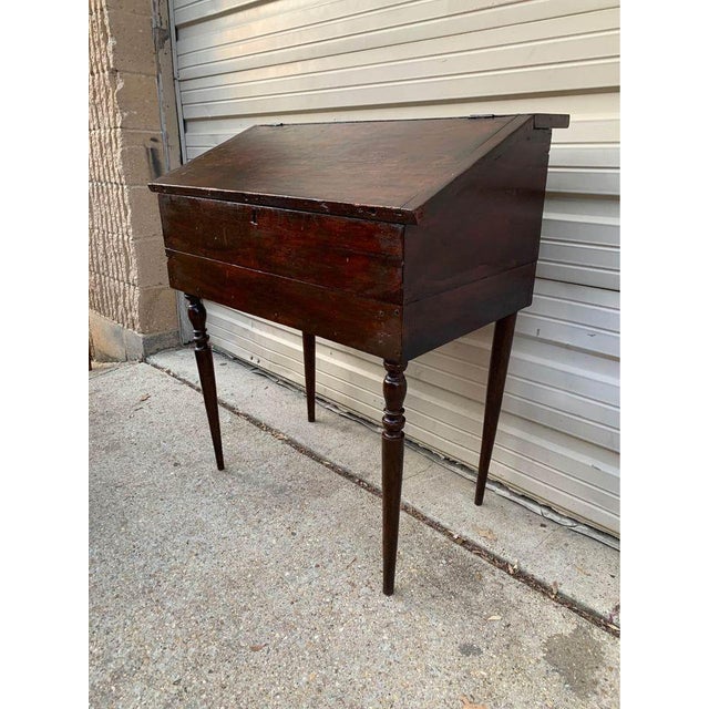Antique Early American Primitive Style Slant Front Desk For Sale - Image 4 of 11