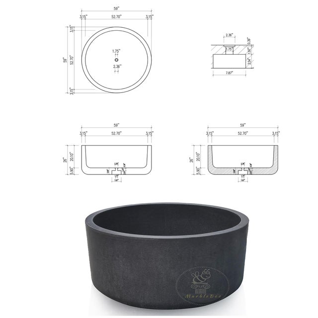 2020s Japanese Limestone Soaking Bath Tub For Sale - Image 5 of 5