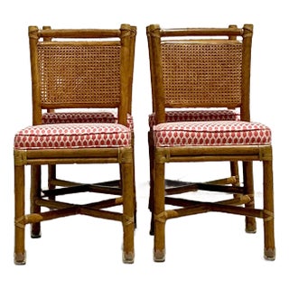 Vintage Coastal McGuire Cane Back Dining Chairs - Set of 4 For Sale